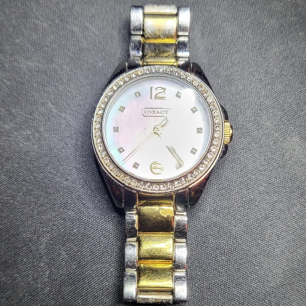 Coach Watch Ladies Women's Girls Gold Silver Tone Stainless Steel Bracelet Band